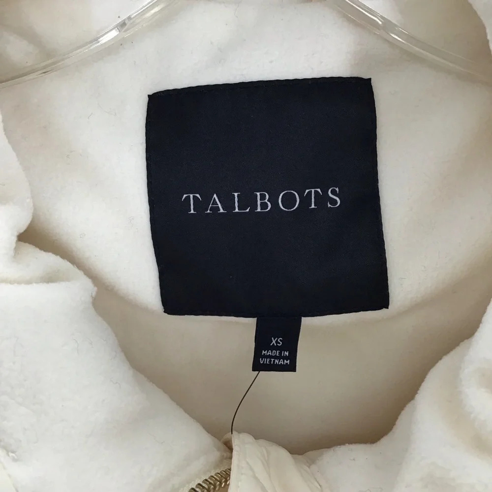 Talbots Women’s Hooded Down Puffer Coat Warm Winter NWT Creme’ Size XS - Picture 7 of 14